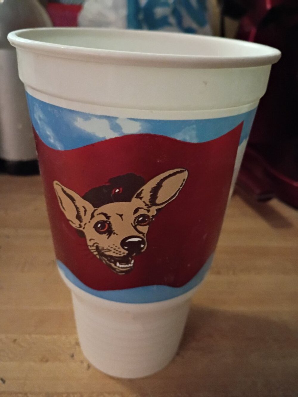 Taco Bell 1990 Pepsi Promo Plastic Cup Chihuahua Advertising White/Blue/Red